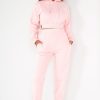 Clothing Style Wise | Priya Pink Crop Hooded Jogger Co Ord