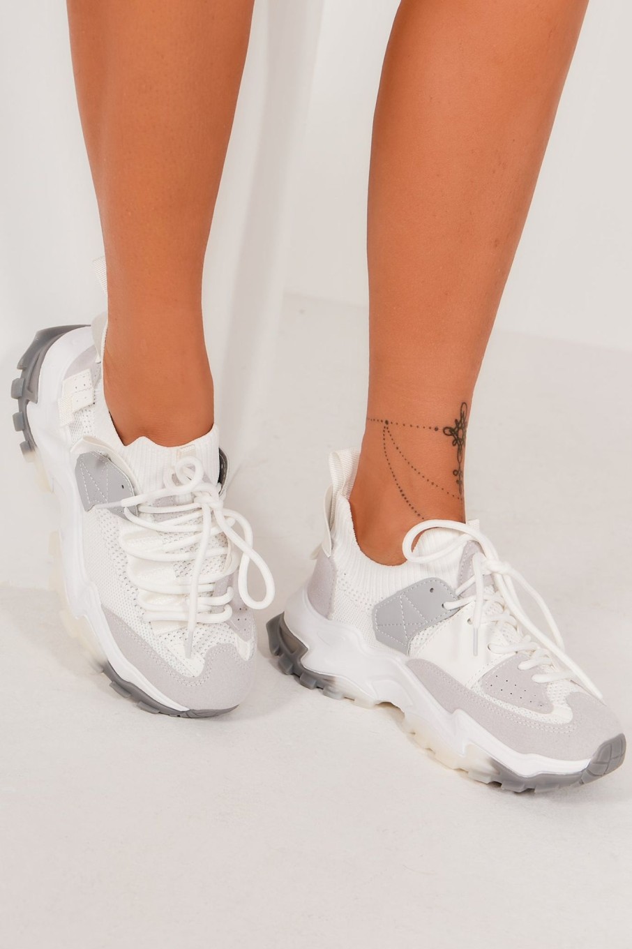 Clothing Kult | Fay White Knit Contrast Bubble Sole Trainers