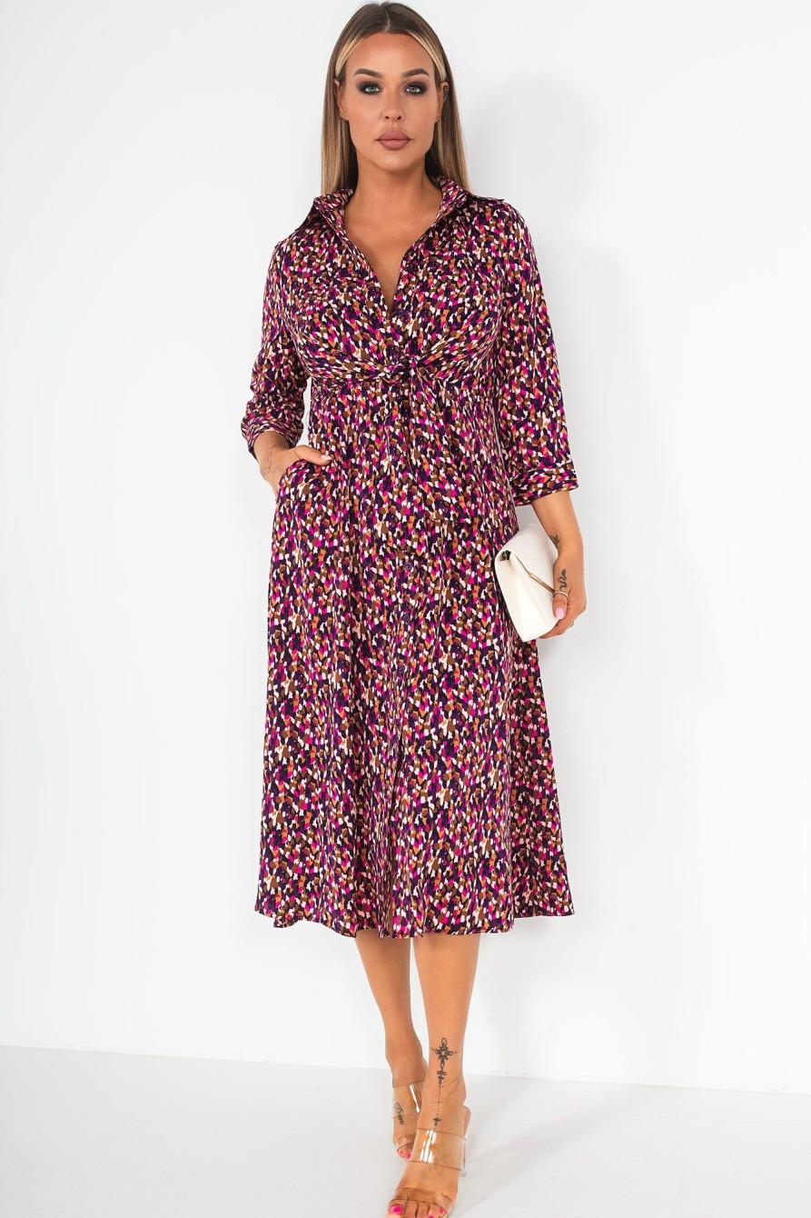 Clothing Girl in Mind | Girl In Mind Odette Purple Animal Print Dress