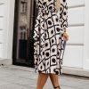 Clothing Willy Z | Roisin Stone And Black Printed Midi Dress