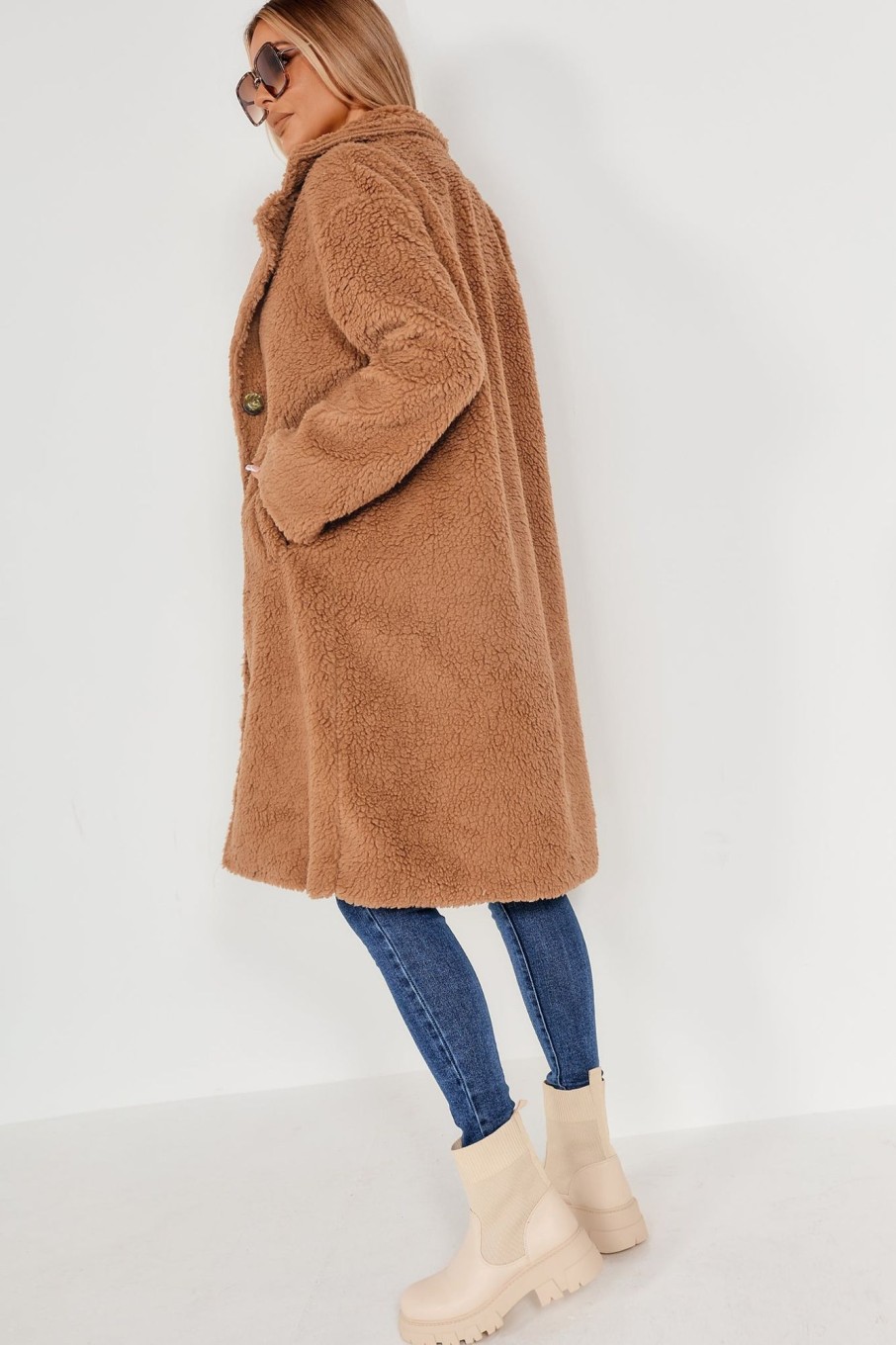 Clothing Willy Z | Annalise Camel Oversized Teddy Coat