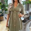 Clothing AX Paris | Ax Paris Serena Khaki Smock Dress