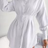 Clothing Moguland | Jorja White Long Sleeve Shirt Dress