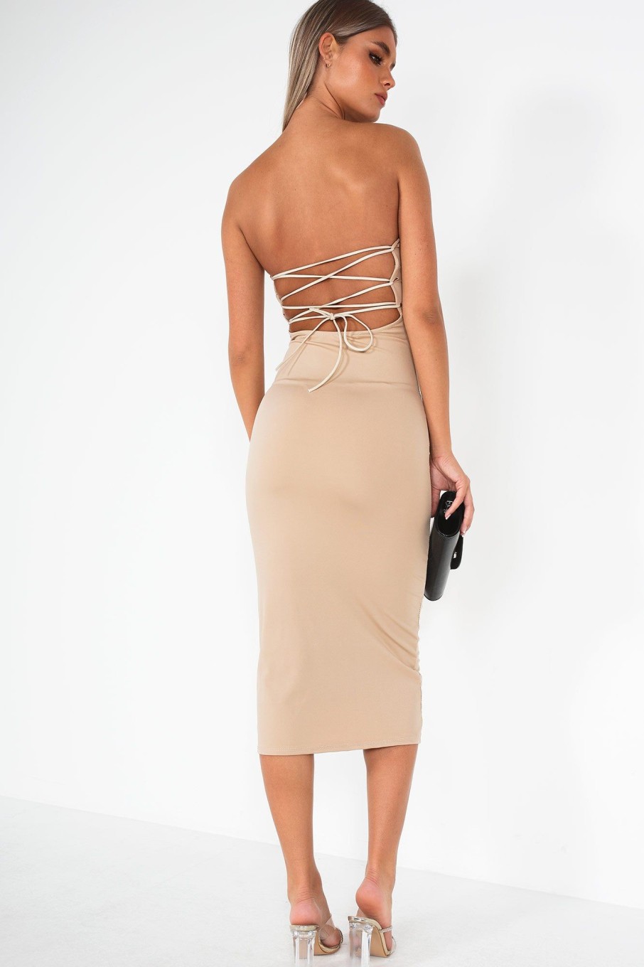 Clothing Copper Rose | Florenz Stone Slinky Bandeau Dress