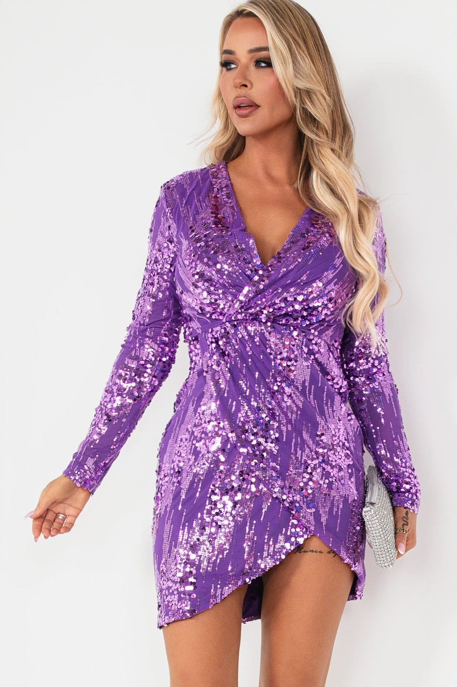 Clothing ally | Weslyn Purple Sequin Wrap Dress