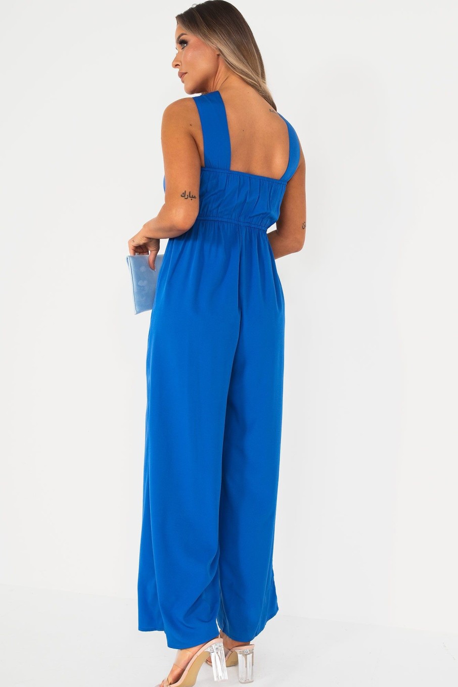 Clothing Influence | Bonnie Blue Wide Leg Jumpsuit