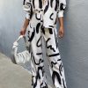 Clothing Madison Paris | Heather White Abstract Print Trouser Co Ord