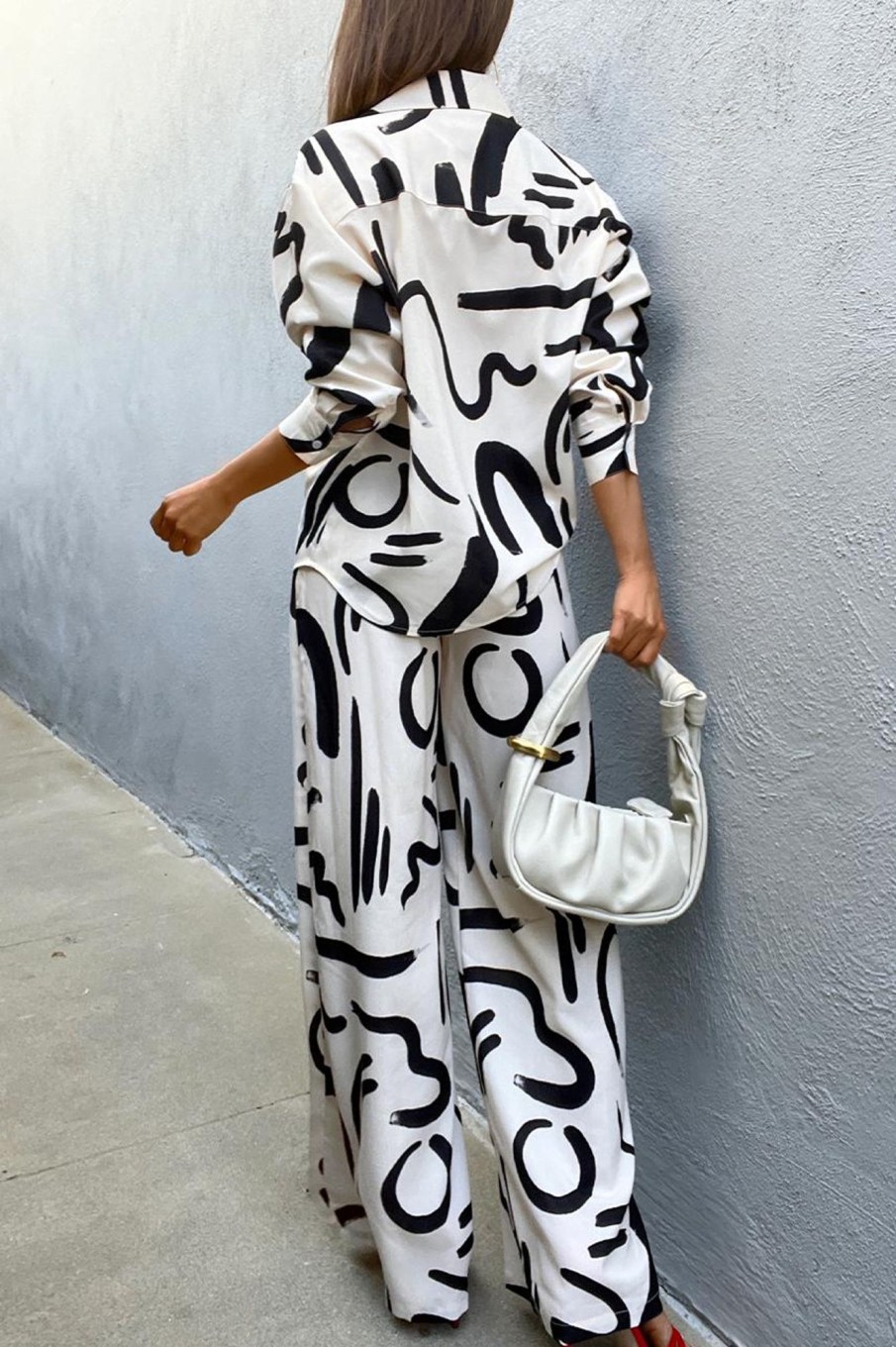 Clothing Madison Paris | Heather White Abstract Print Trouser Co Ord