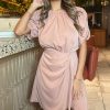 Clothing AX Paris | Ax Paris Olida Blush Puff Sleeve Dress