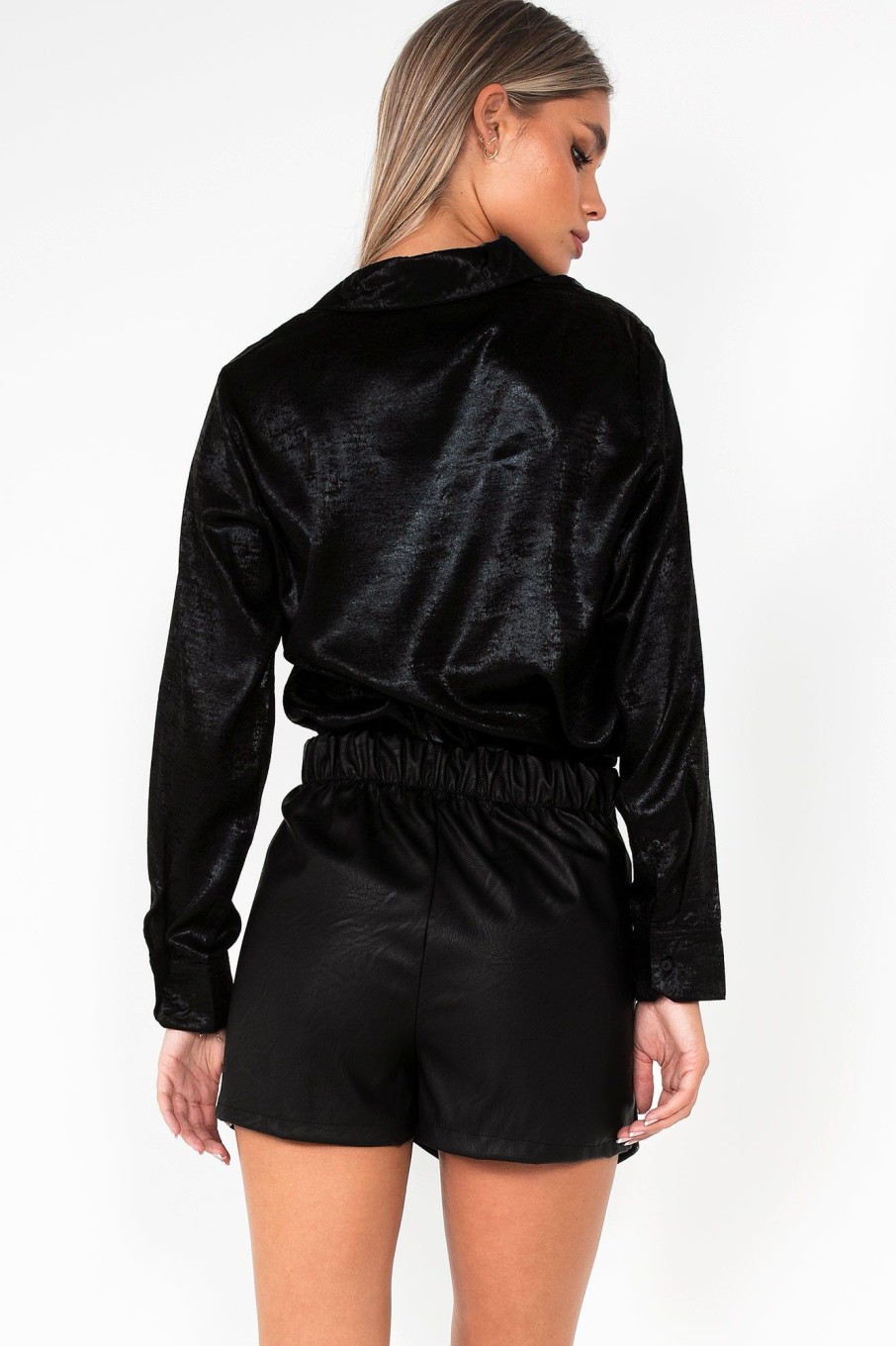 Clothing IVIV | Idette Black Sheen Shirt