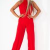 Clothing Copper Rose | Adele Red Wide Leg Jumpsuit