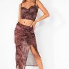 Clothing Vera u0026 Lucy | Reena Chocolate Mesh Print Skirt