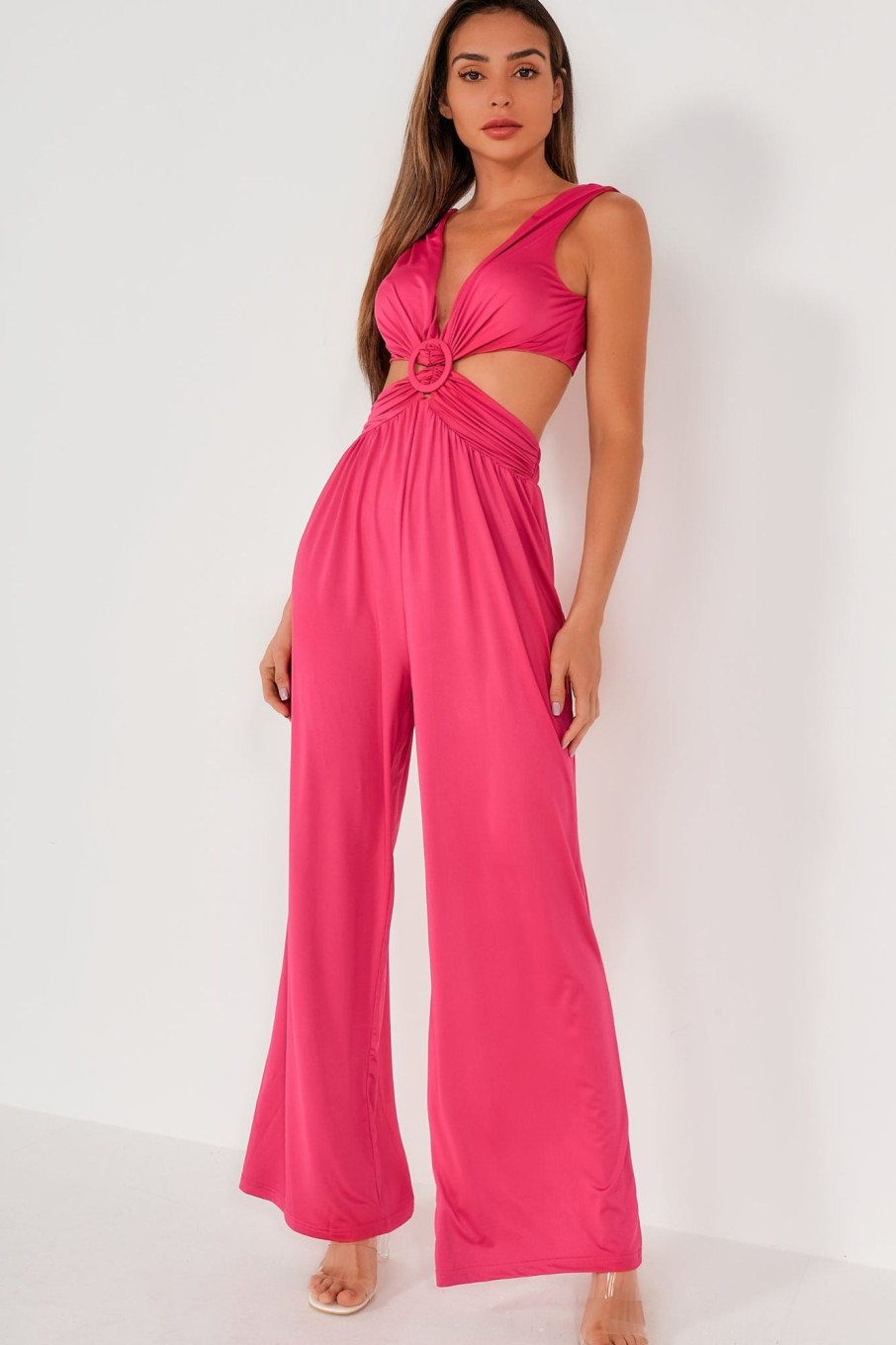 Clothing Retro | Skylar Pink Cut Out Jumpsuit