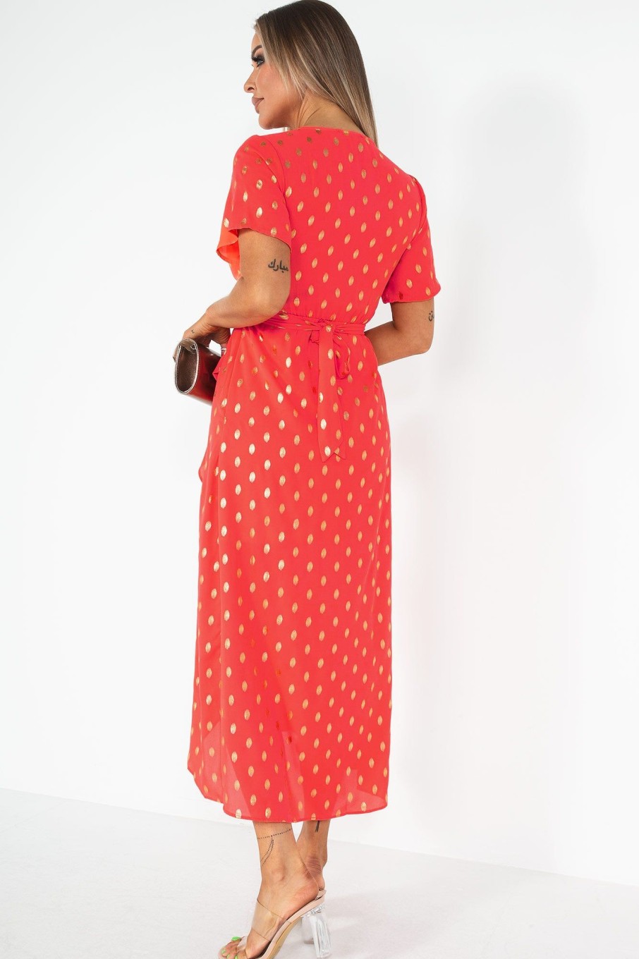 Clothing Girl in Mind | Girl In Mind Farrah Coral Print Wrap Dress