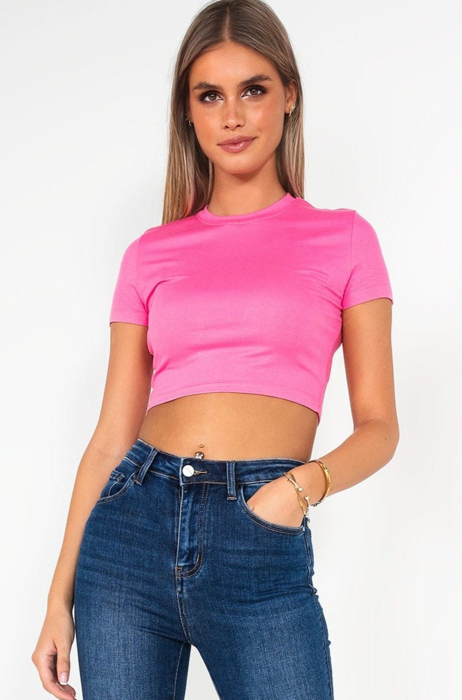 Clothing Vera u0026 Lucy | Gizelle Pink Cropped T-Shirt