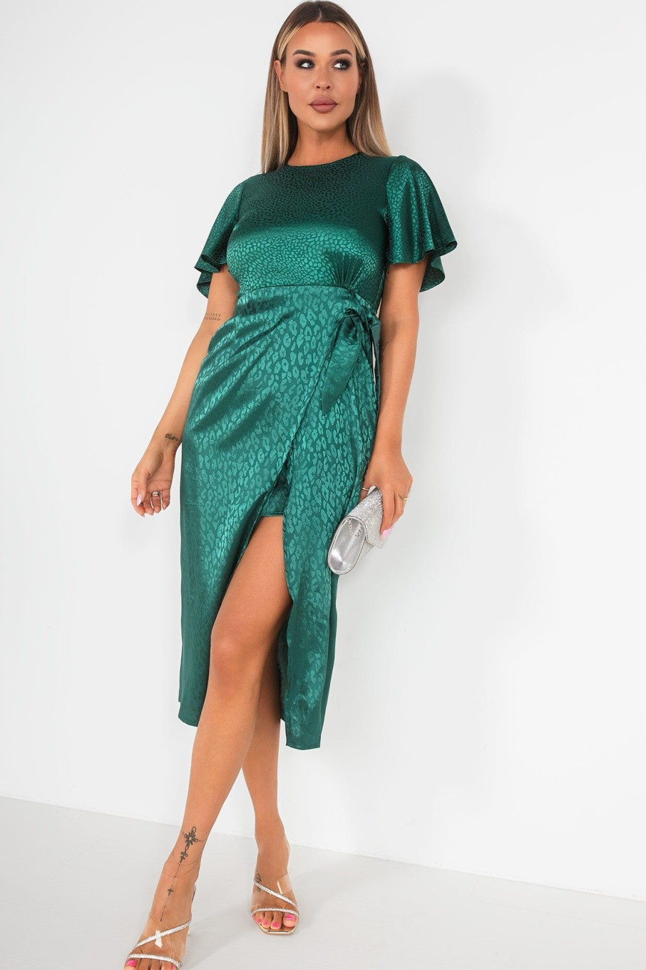 Clothing Girl in Mind | Girl In Mind Scarlett Green Satin Print Dress