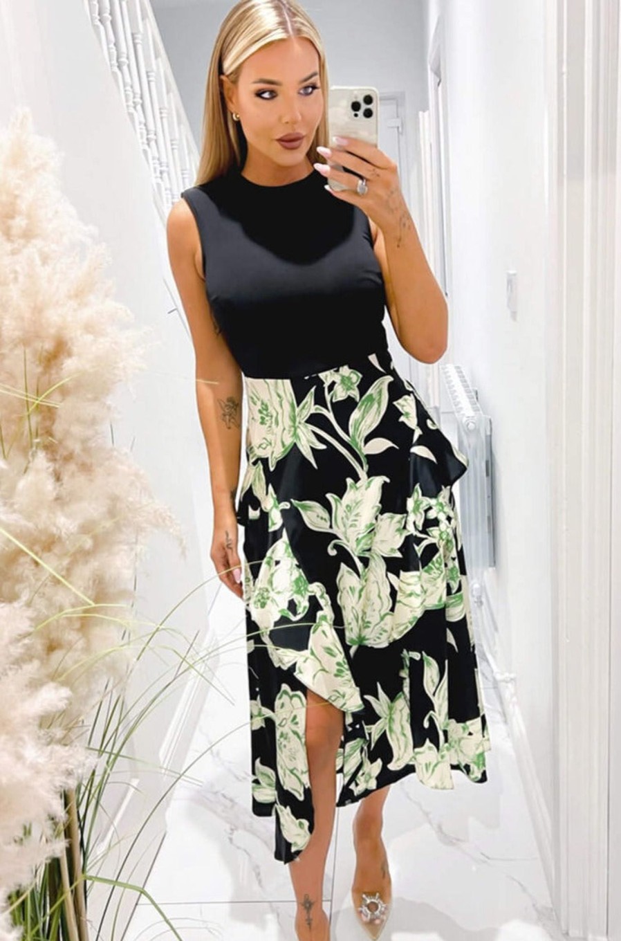 Clothing AX Paris | Ax Paris Celine Black Floral Dress