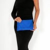 Clothing Koko | Nettie Royal Blue Suedette Envelope Clutch Bag