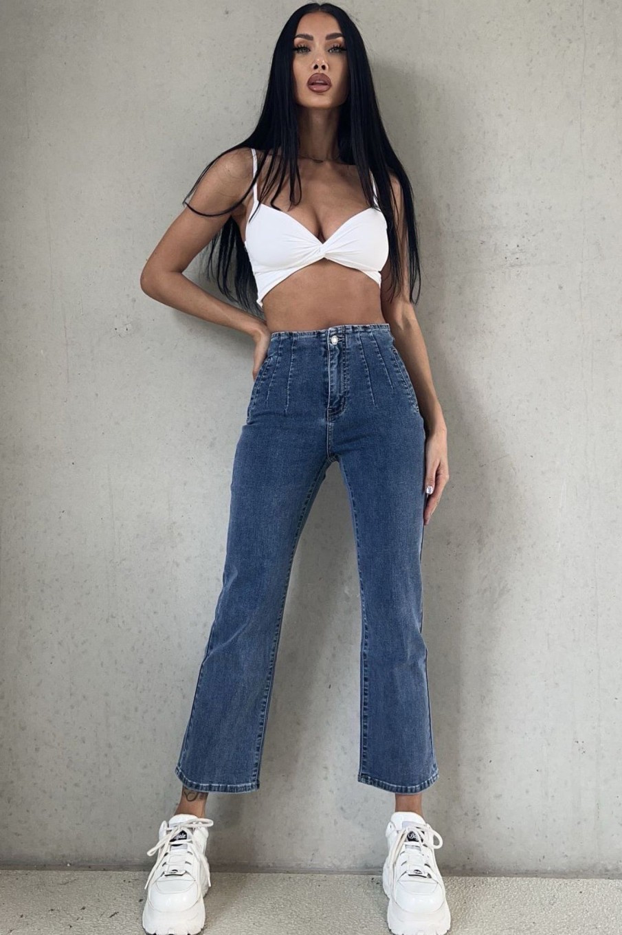 Clothing Redial | Alba Dark Blue High Waist Straight Leg Jeans