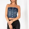 Clothing Giorgia | Andie Blue Denim Corset Top