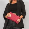 Clothing Koko | Nettie Burgundy Suedette Envelope Clutch Bag