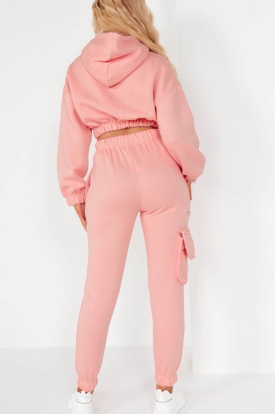 Clothing Style Wise | Robyn Pink Crop Hooded Jogger Co Ord