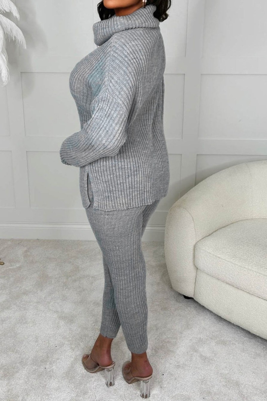 Clothing ally | Abigail Light Grey Knit Co Ord