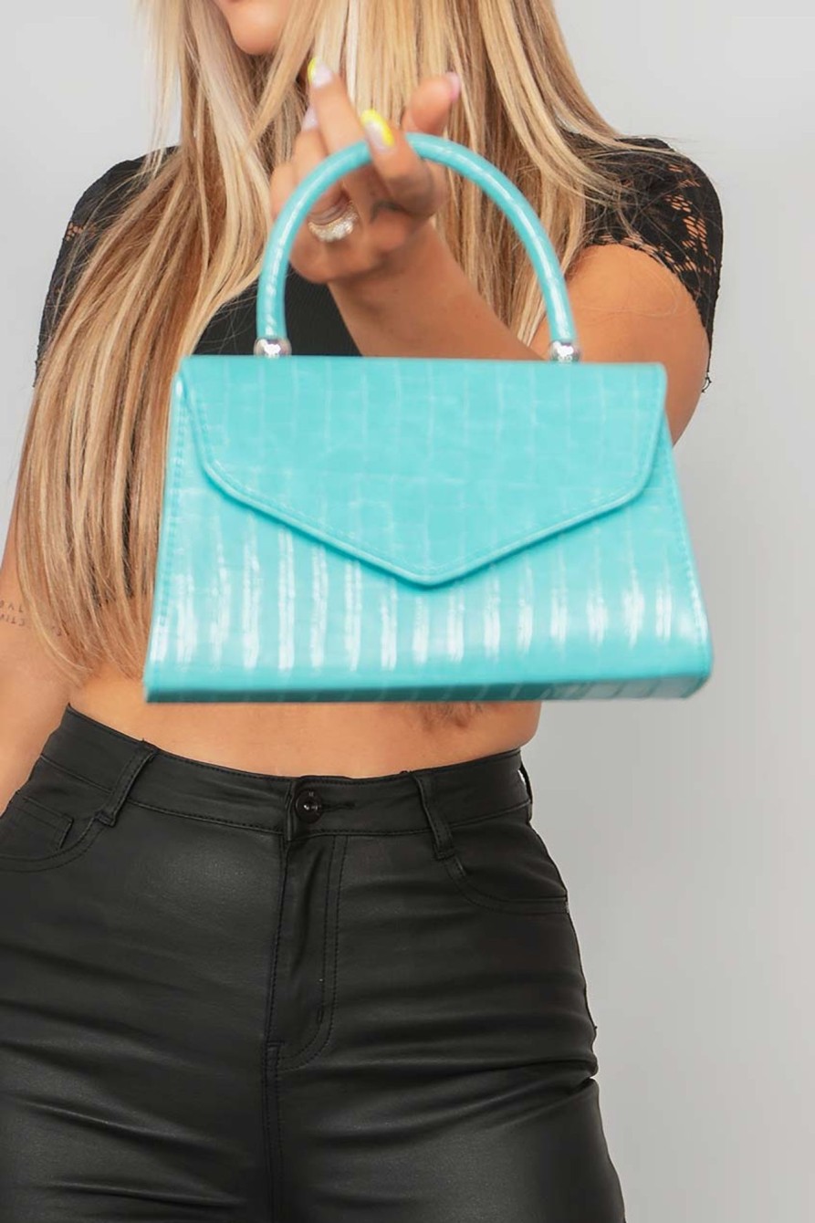 Clothing Koko | Veronica Turquoise Croc Print Grab Bag