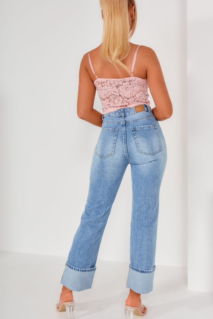 Clothing Gold Sk | Safia Blue Turn Up Hem Jeans