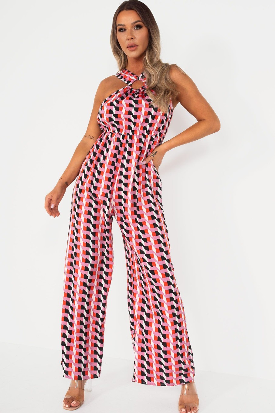 Clothing Influence | Bonnie Multi Print Wide Leg Jumpsuit