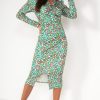 Clothing Copper Rose | Jolene Green Spotted Midi Dress