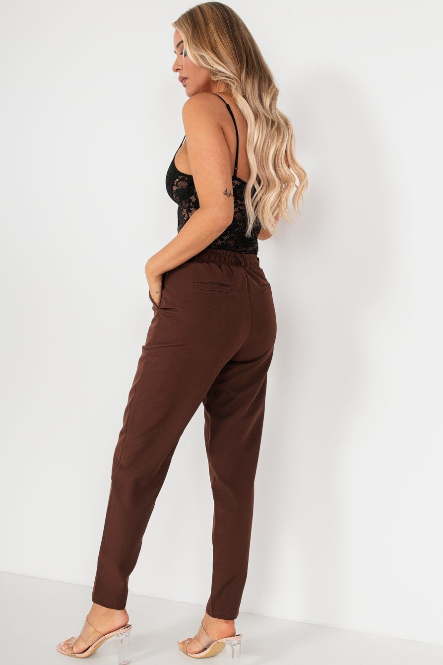 Clothing Madison Paris | Jenna Chocolate Tailored Trousers