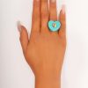 Clothing Impulse | Aqua Heart Ring With Gold Stud