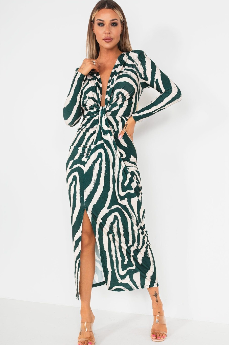 Clothing ally | Ida Green Zebra Print Dress