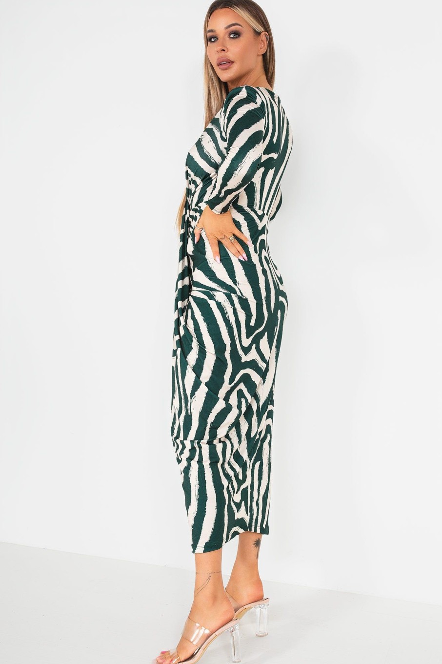 Clothing ally | Ida Green Zebra Print Dress