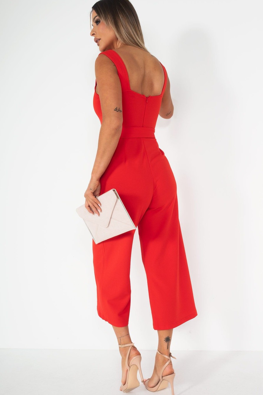 Clothing Girl in Mind | Girl In Mind Tara Red Culotte Jumpsuit