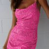 Clothing Moguland | Tamika Hot Pink Sequin Dress