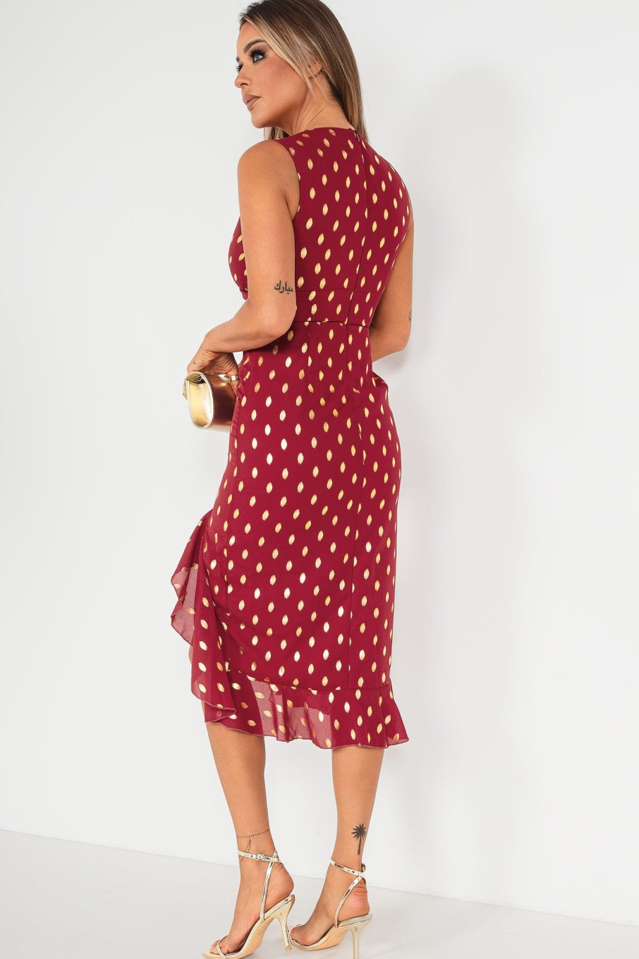 Clothing Girl in Mind | Girl In Mind Hendrix Burgundy Foil Print Midi Dress