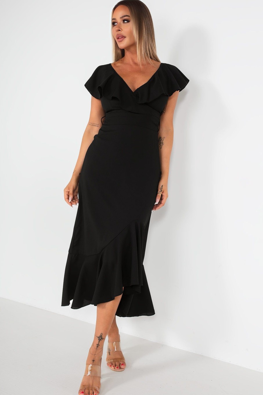 Clothing Girl in Mind | Girl In Mind Daphne Black Frill Detail Dress