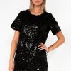 Clothing IVIV | Veda Black Sequin T-Shirt Dress