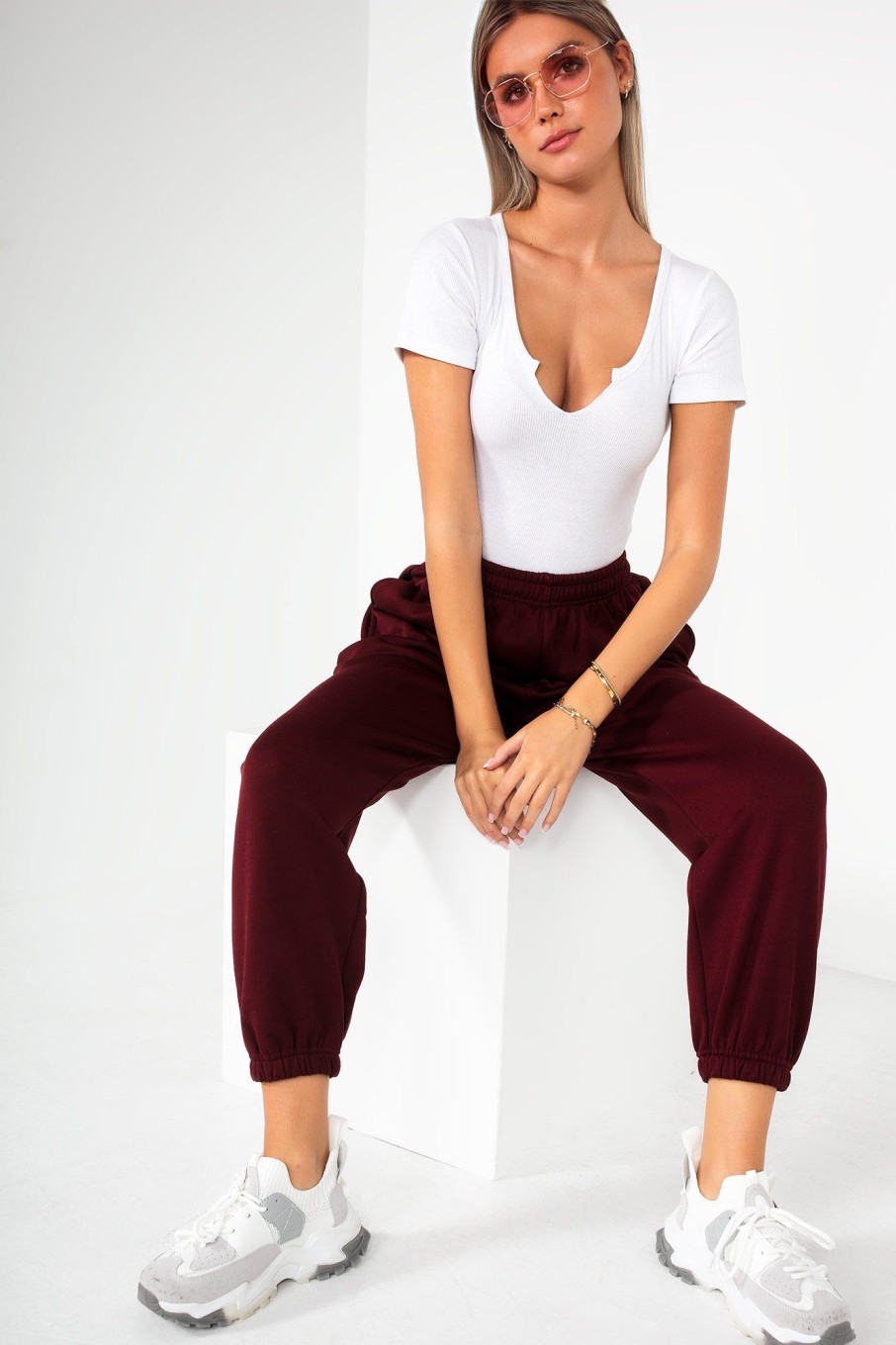 Clothing Style Wise | Olivia Burgundy Oversized Joggers