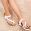 Clothing Ideal | Carly White Toe Loop Sandals