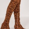 Clothing Kult | Oriah Leopard Suedette Over The Knee Boots