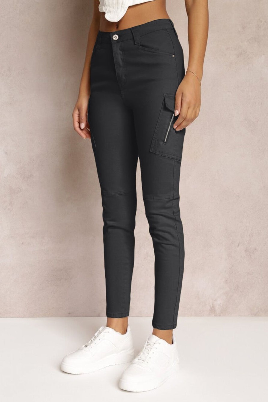 Clothing Zilene | Meadow Black Skinny Cargo Trousers