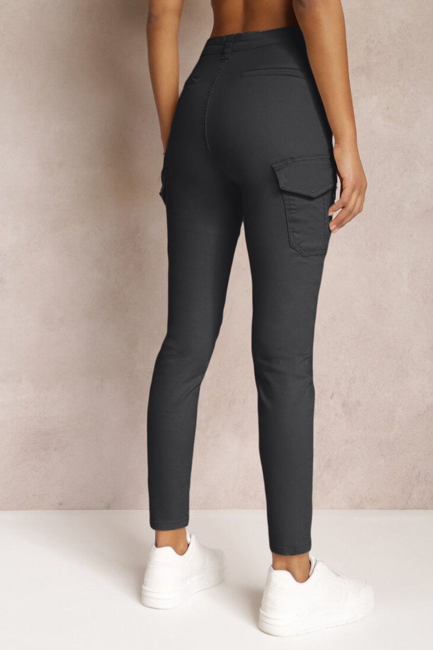 Clothing Zilene | Meadow Black Skinny Cargo Trousers