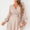 Clothing Copper Rose | Uma Champagne Shimmer Wrap Dress