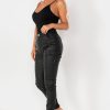 Clothing Yu u0026 Me | Kamryn Black Faux Leather Cargo Trousers