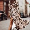 Clothing Estee Brown | Mary Nude Letter Print Shirt Dress