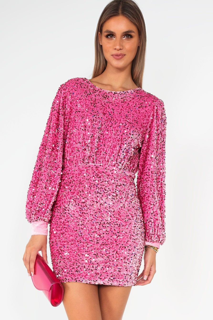 Clothing IVIV | Camille Baby Pink Sequin Dress