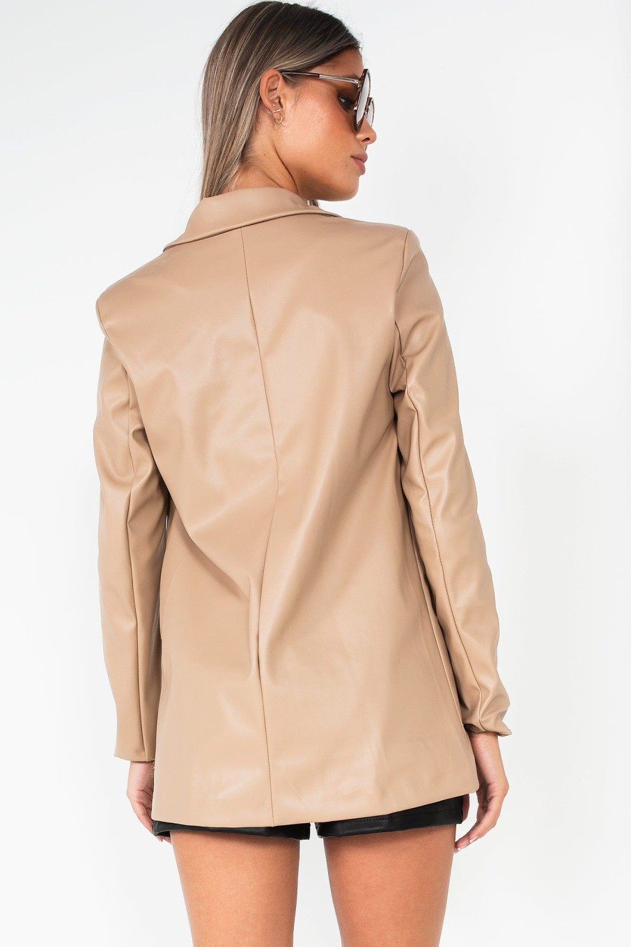 Clothing Copper Rose | Eva Camel Faux Leather Blazer